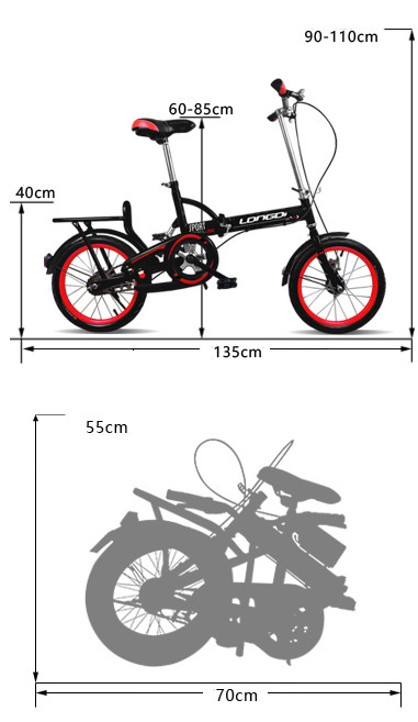 folding bike size